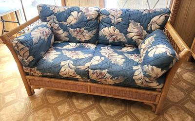 Lot #102 Vintage Rattan Loveseat - matches pieces in earlier lots