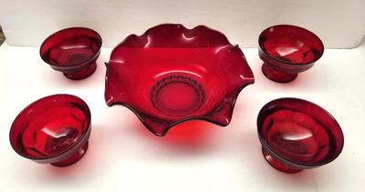 Lot #108 Ruby Red Berry Bowl Set - Vintage