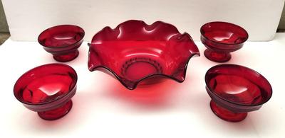 Lot #108 Ruby Red Berry Bowl Set - Vintage