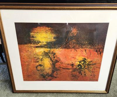 Lot #111 Mid Century Modern Asian Style Print - framed