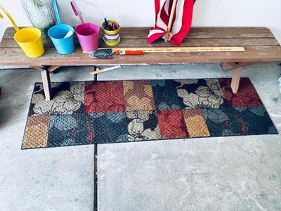 PICNIC TABLE BENCH, AMERICAN FLAG, PASTEL HANGING PLANTERS AND MORE