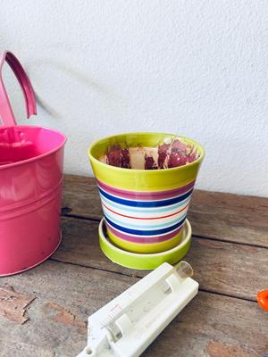 PICNIC TABLE BENCH, AMERICAN FLAG, PASTEL HANGING PLANTERS AND MORE