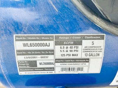 CAMPBELL HAUSFELD 13 GALLON AIR COMPRESSOR WITH AIR CHUCKS AND HOSE