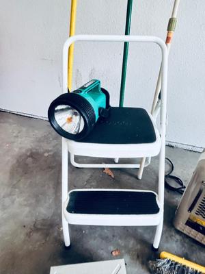 HANDY LITTLE STEP STOOL, CASH LOCK BOXES, HEATER AND MORE