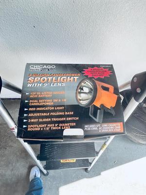 WERNER STEP STOOL AND CHICAGO ELECTRIC SPOTLIGHT