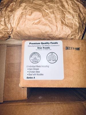 A LARGE ASSORTMENT OF MRE’s (DOOMSDAY READY TO EAT MEALS )