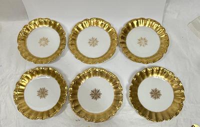 Antique LS & S Limoges France Gold Plate Lot, 6 pc set