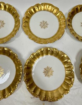 Antique LS & S Limoges France Gold Plate Lot, 6 pc set