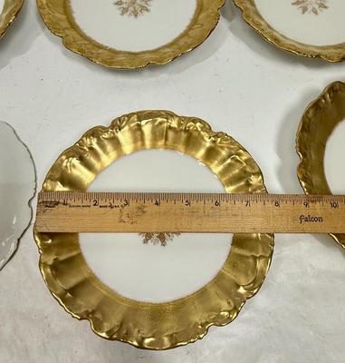 Antique LS & S Limoges France Gold Plate Lot, 6 pc set