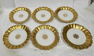 Antique LS & S Limoges France Gold Plate Lot, 6 pc set