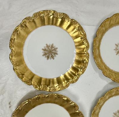 Antique LS & S Limoges France Gold Plate Lot, 6 pc set