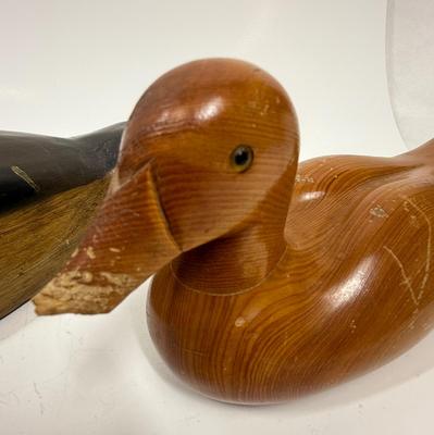 Lot of two Wooden Decoy Ducks handmade vintage