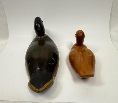 Lot of two Wooden Decoy Ducks handmade vintage