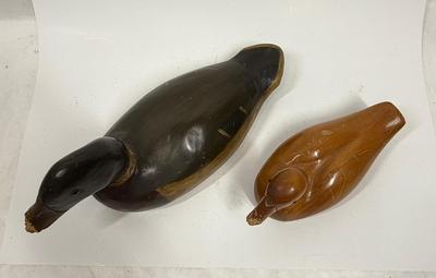 Lot of two Wooden Decoy Ducks handmade vintage