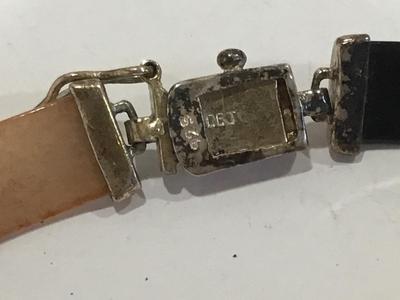 DBJ Sterling Silver Jade panel Gemstone Multi Colored Chinese Moti Vintage