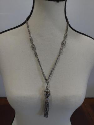 Silver Tone Tassel Pendant Necklace