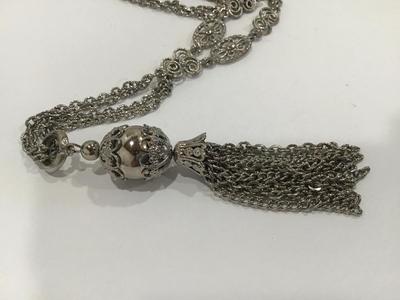 Silver Tone Tassel Pendant Necklace