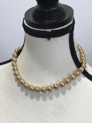 Vintage Gold Beaded Necklace Collar
