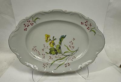Vintage Mitterteich Bavaria Germany Flandre Yellow Rose Fine China 16” Oval Platter