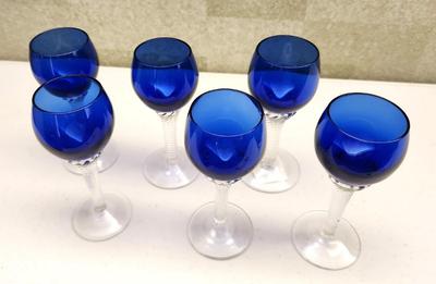 Lot #112 Lot of 6 Vintage Cobalt Cordial Glasses