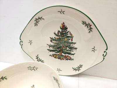 Lot #115 Lot of 2 Spode "Christmas Tree" Serving Dishes