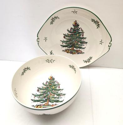 Lot #115 Lot of 2 Spode "Christmas Tree" Serving Dishes