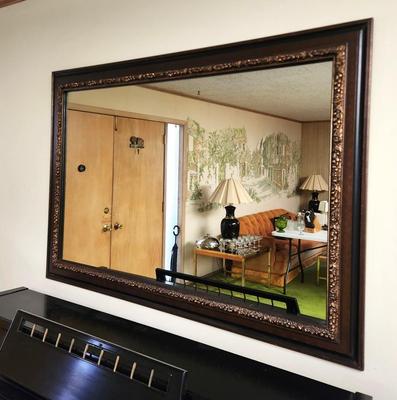 Lot# 133 Large Vintage Wall Mirror - Wood look Frame