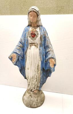 Lot #134 Vintage Concrete Virgin Mary Statue