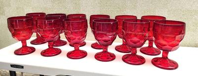 Lot #139 Lot of 12 vintage Viking Glass Georgian Ruby Red Goblets - 1940-1998.