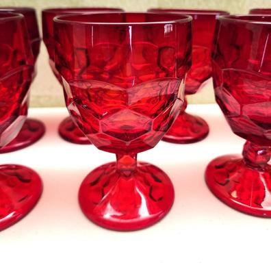 Lot #139 Lot of 12 vintage Viking Glass Georgian Ruby Red Goblets - 1940-1998.
