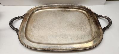 Lot #140 Vintage Silverplate Tea Service - monogram "F"