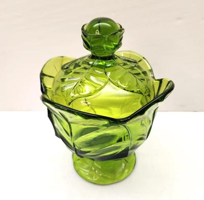 Lot #143 Vintage Viking Glass Epic Cabbage Leaf Candy Holder