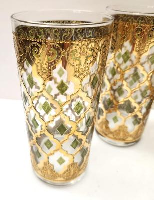 Lot #149 Fabulous Lot of 4 vintage Culver bar glasses "Valencia Gold" pattern