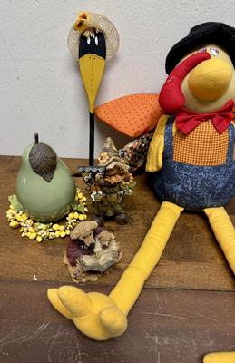 Fall Season Decor Lot - Turkey Crow Scarecrow etc