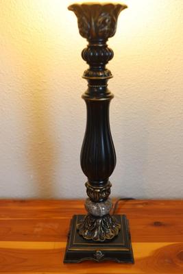 Bronze Finish Uplight Table Lamp with Glass Shade
