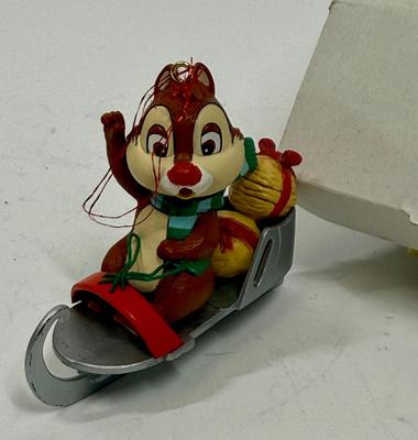 Disney Collector Ornament Chipmunk Dale on ice skate sled