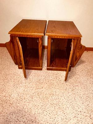 2) END TABLE CABINETS WITH BOOK OR MAGAZINE HOLDERS