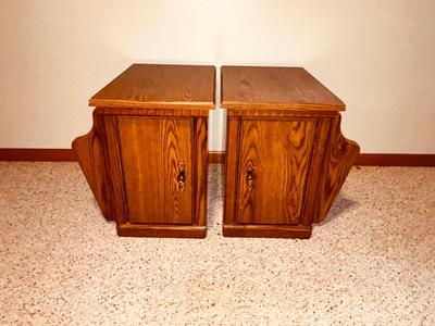 2) END TABLE CABINETS WITH BOOK OR MAGAZINE HOLDERS