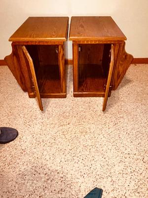 2) END TABLE CABINETS WITH BOOK OR MAGAZINE HOLDERS