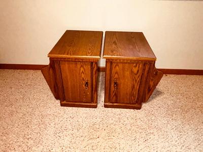 2) END TABLE CABINETS WITH BOOK OR MAGAZINE HOLDERS