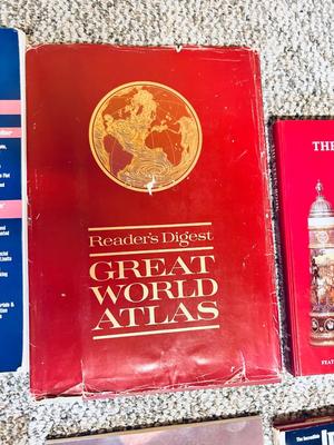 GREAT WORLD ATLAS, MOTOR CARRIERS ATLAS, HATPINS, INDIAN HERITAGE AND MORE BOOKS