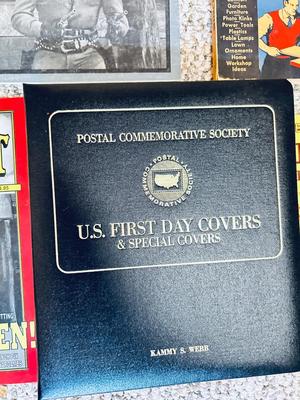 U.S. FIRST DAY COVER STAMP BOOK, POPULAR MECHANIC SHOP NOTEBOOKS , INVENTORS HANDBOOK, AND MORE