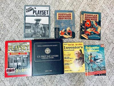 U.S. FIRST DAY COVER STAMP BOOK, POPULAR MECHANIC SHOP NOTEBOOKS , INVENTORS HANDBOOK, AND MORE