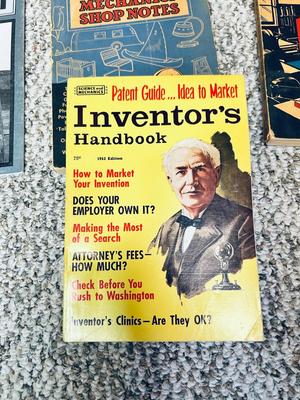 U.S. FIRST DAY COVER STAMP BOOK, POPULAR MECHANIC SHOP NOTEBOOKS , INVENTORS HANDBOOK, AND MORE
