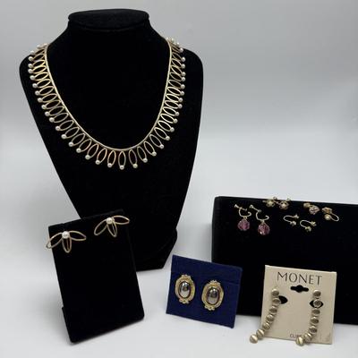 Krementz Set with Monet & More Screw Back Clip Earrings (ST-HS)