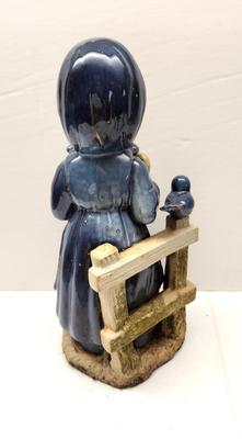 Lot #162 Glazed Figure of a Dutch Girl w/bird