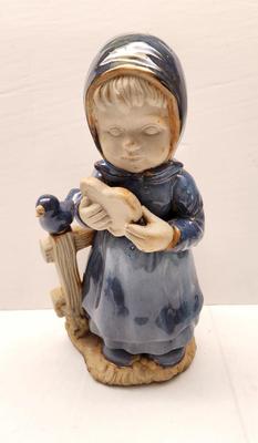 Lot #162 Glazed Figure of a Dutch Girl w/bird