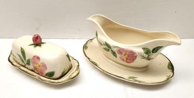 Lot #172 Franciscan "Desert Rose" Covered Butter Dish and Sauce Boat
