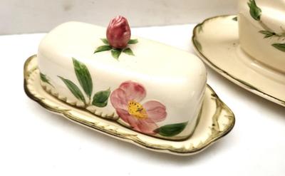 Lot #172 Franciscan "Desert Rose" Covered Butter Dish and Sauce Boat