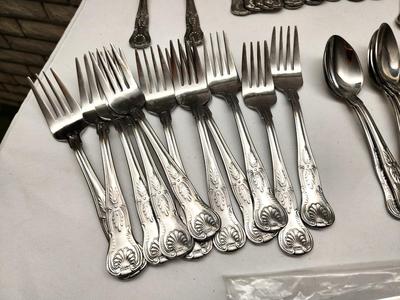 Lot #174 Large Lot of Reed and Barton Select Stainless Flatware - "Kings" pattern - 175th anniversary
